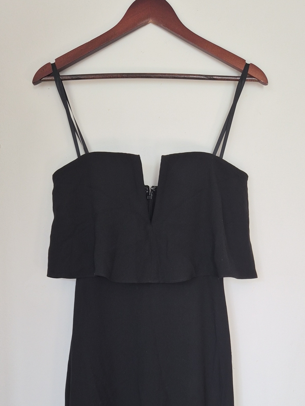 BCBG Black Strapless Ruffle Maxi Dress